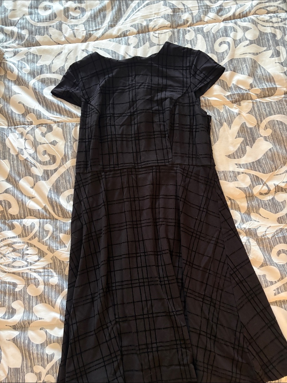 Classic Black Plaid Fit-and-Flare Dress
